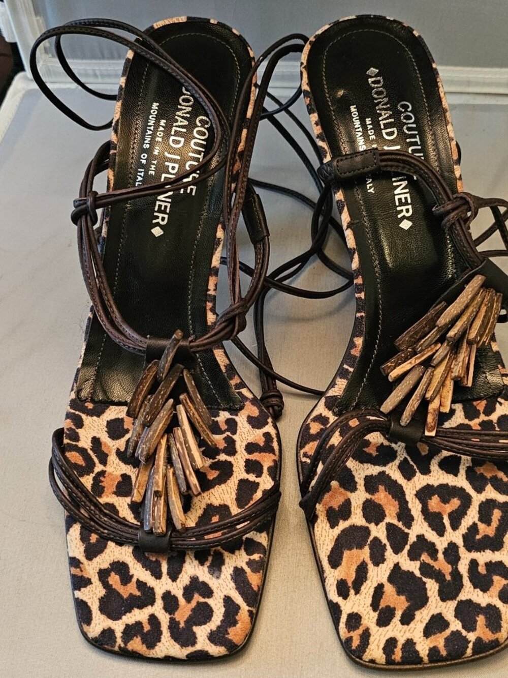 Donald J. Pliner Women's High Heels Strappy Sandals Brown Leopard